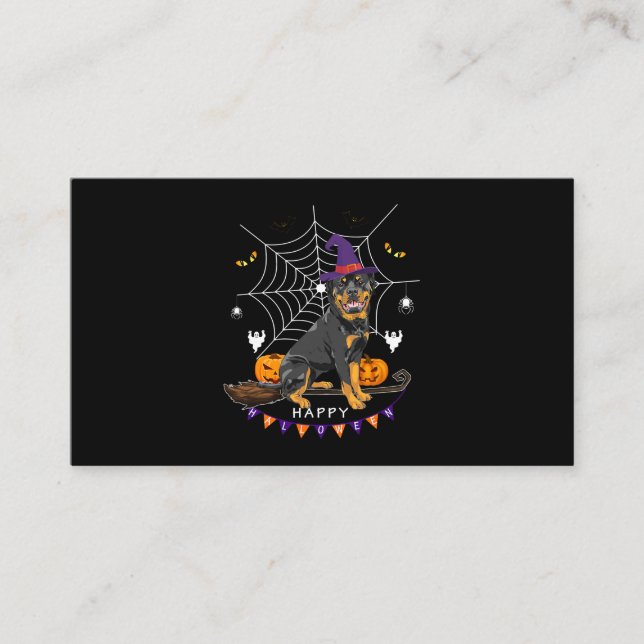 Rottweiler Witch Pumpkin Halloween Mens Womens Dog Business Card (Front)