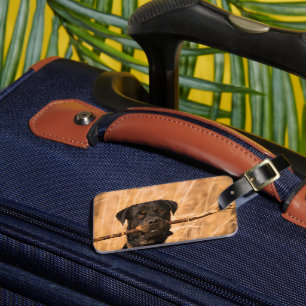 Rottweiler With A Stick Luggage Tag