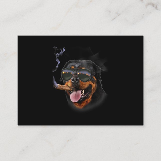 Rottweiler With Cigar Wearing Aviator Sunglass Business Card (Front)