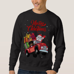 Rottweiler With Santa Claus In Red Truck Dog Sweatshirt