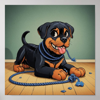 Rottweiler with Toy Poster