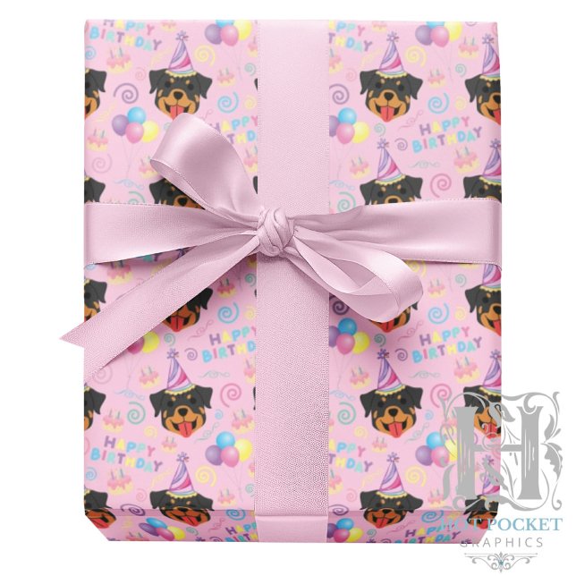 Rottweiler Wrapping Paper in Pink (Creator Uploaded)