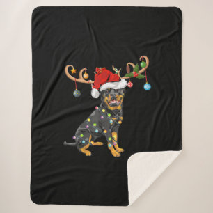 Rottweiler Xmas Gift Santas Reindeer Rottweiler Sherpa Blanket