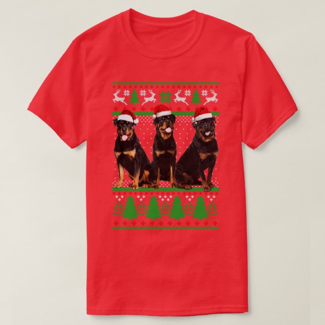 Rottweiler Xmas Merry Christmas T-Shirt (Design Front)