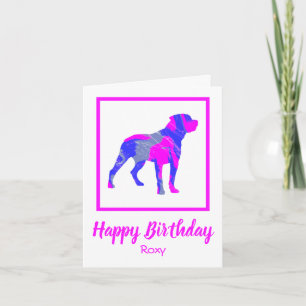 RottweilerPink Dog Sillhouette Funny Birthday Card