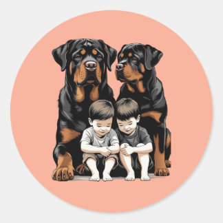 Rottweilers As Loyal Guardians Of Kids Classic Round Sticker
