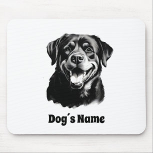 Rottweilers Black and White Silhoutte Mouse Mat