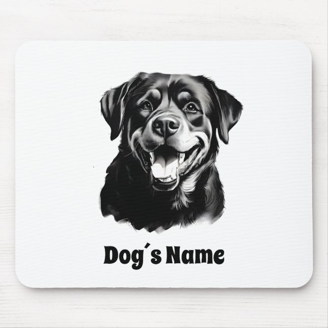 Rottweilers Black and White Silhoutte Mouse Mat (Front)