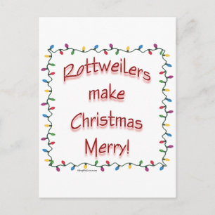 Rottweilers Make Christmas Merry Holiday Postcard