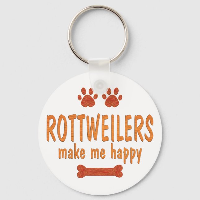 Rottweilers Make Me Happy Key Ring (Front)