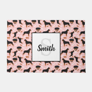 Rottweilers Rotties Dog l Monogram Last Name       Doormat