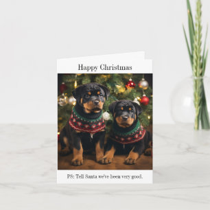 Rottweiller Puppies Happy Christmas Card