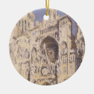 Rouen Cathedral, Harmony Blue Gold by Claude Monet Ceramic Tree Decoration