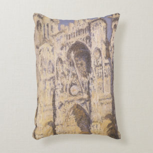 Rouen Cathedral, Harmony Blue Gold by Claude Monet Decorative Cushion