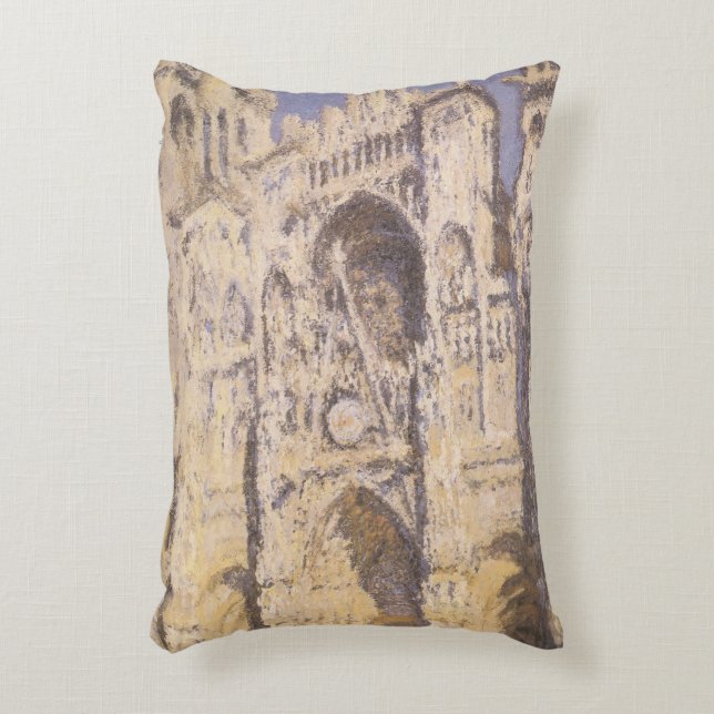 Rouen Cathedral, Harmony Blue Gold by Claude Monet Decorative Cushion (Front(Vertical))