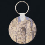 Rouen Cathedral, Harmony Blue Gold by Claude Monet Key Ring<br><div class="desc">Rouen Cathedral, Portal and Tour d'Albane, Full Sunlight, Harmony in Blue and Gold (1894) by Claude Monet is a vintage impressionism fine art architectural painting. A beautiful old church in Rouen, in northwestern France. The Rouen Cathedral series captures the façade of the cathedral at different times of the day and...</div>