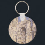 Rouen Cathedral, Harmony Blue Gold by Claude Monet Key Ring<br><div class="desc">Rouen Cathedral, Portal and Tour d'Albane, Full Sunlight, Harmony in Blue and Gold (1894) by Claude Monet is a vintage impressionism fine art architectural painting. A beautiful old church in Rouen, in northwestern France. The Rouen Cathedral series captures the façade of the cathedral at different times of the day and...</div>