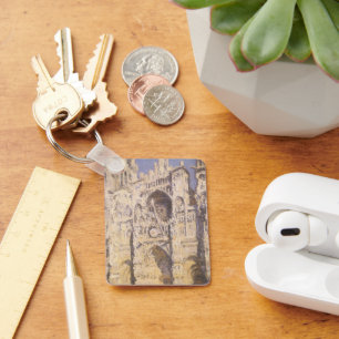 Rouen Cathedral, Harmony Blue Gold by Claude Monet Key Ring
