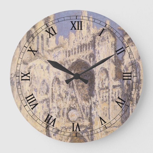 Rouen Cathedral, Harmony Blue Gold by Claude Monet Large Clock (Front)