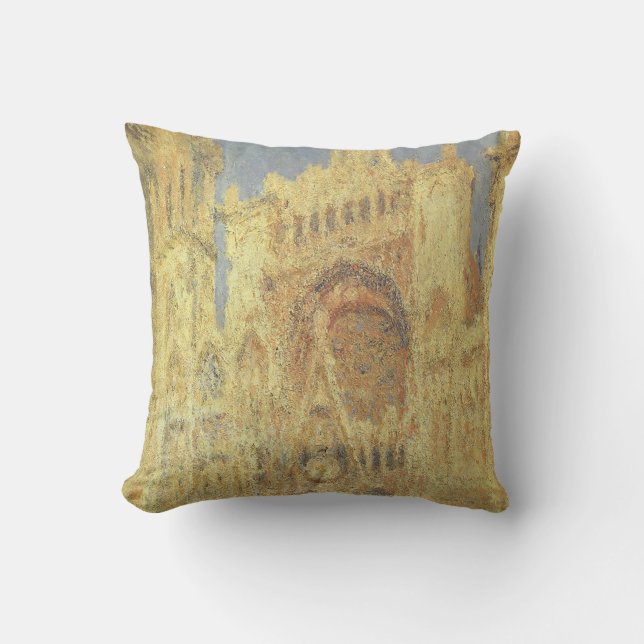 Rouen Cathedral, Sunset by Claude Monet Cushion (Front)