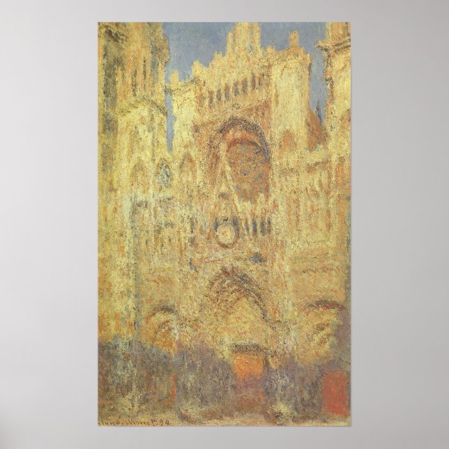 Rouen Cathedral, Sunset by Claude Monet Poster (Front)