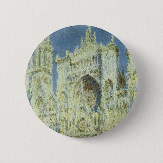 Rouen Cathedral West Facade Sunlight, Claude Monet 6 Cm Round Badge (Front)