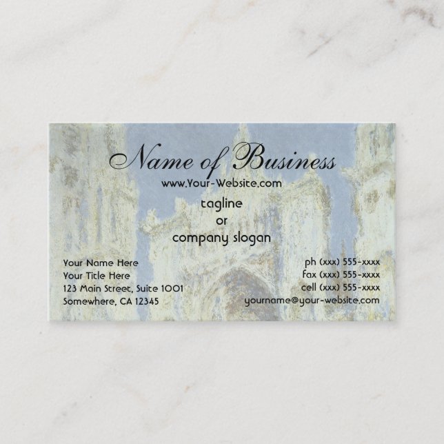 Rouen Cathedral, West Facade Sunlight Claude Monet Business Card (Front)