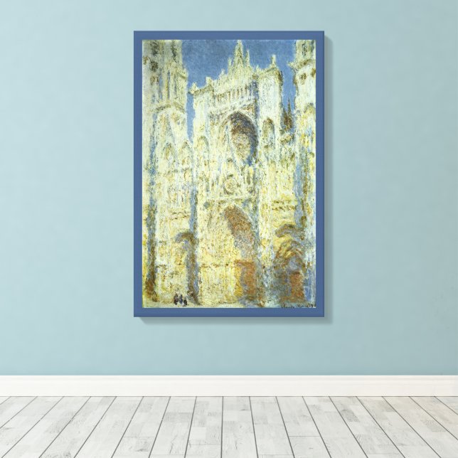 Rouen Cathedral West Facade Sunlight, Claude Monet Canvas Print (Insitu(Wood Floor))