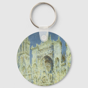 Rouen Cathedral West Facade Sunlight, Claude Monet Key Ring