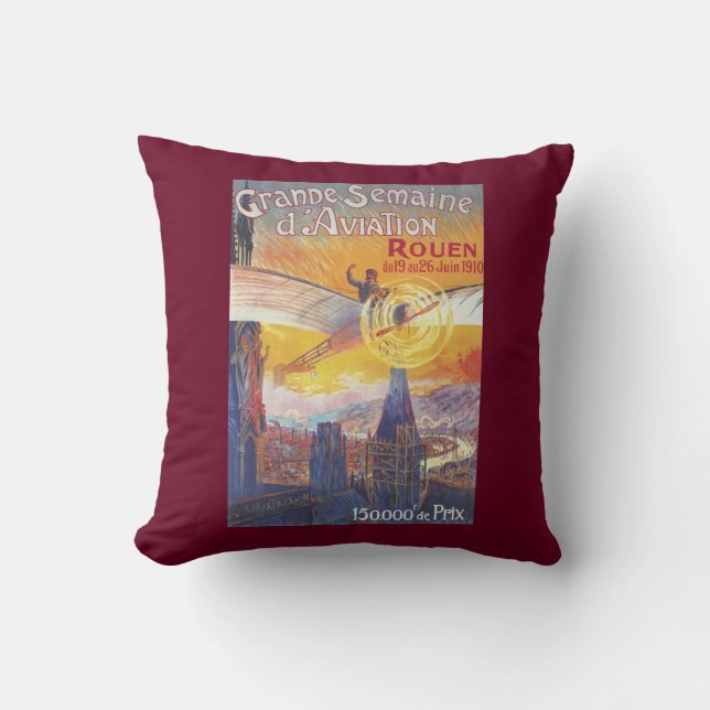 Rouen, France - Pilot and Plane Cushion (Front)