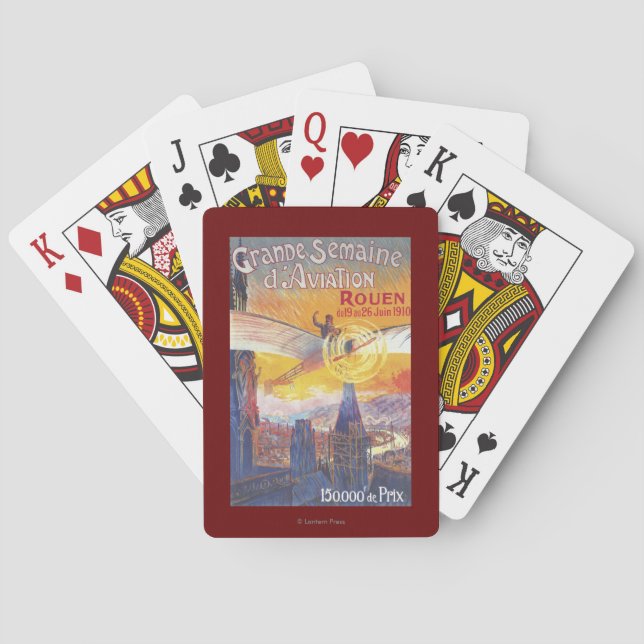 Rouen, France - Pilot and Plane Playing Cards (Back)