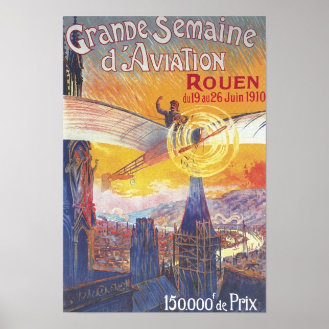 Rouen, France - Pilot and Plane Poster (Front)
