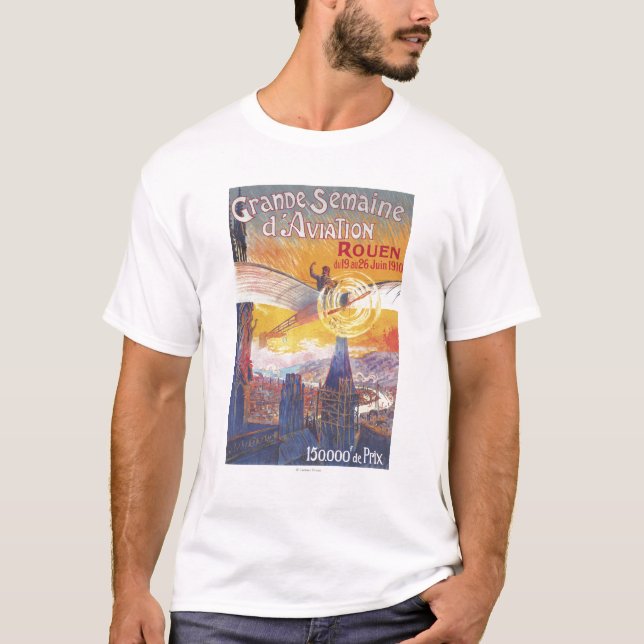 Rouen, France - Pilot and Plane T-Shirt (Front)
