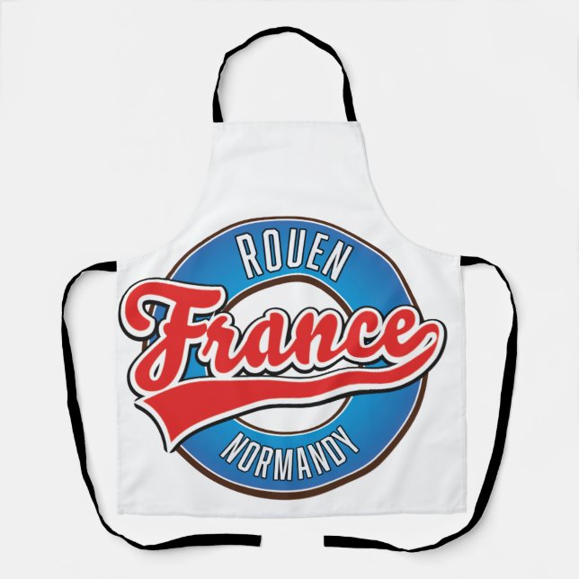 Rouen Normandy France retro logo Apron (Front)