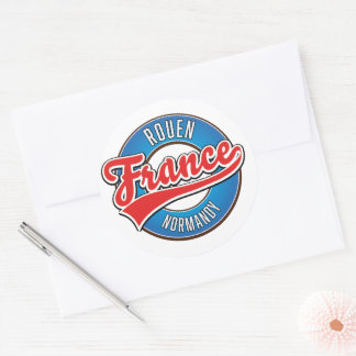 Rouen Normandy France retro logo Classic Round Sticker