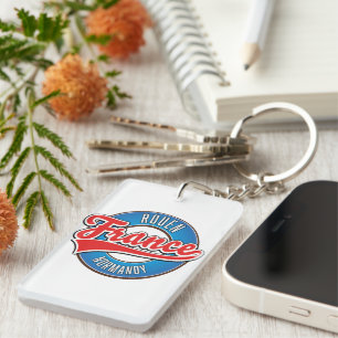 Rouen Normandy France retro logo Key Ring