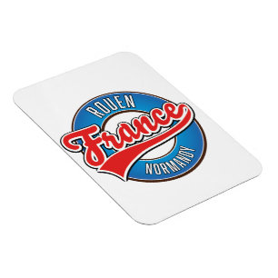 Rouen Normandy France retro logo Magnet