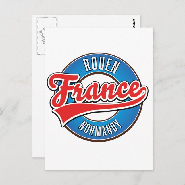 Rouen Normandy France retro logo Postcard (Front/Back)