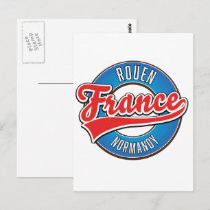 Rouen Normandy France retro logo Postcard