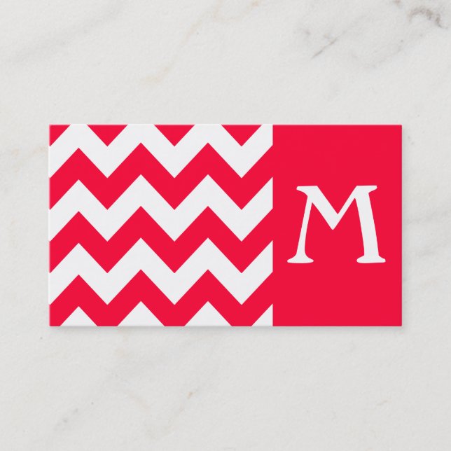 Rouge Bold Chevron Monogram Business Card (Front)