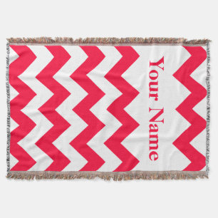Rouge Bold Chevron with custom name Throw Blanket