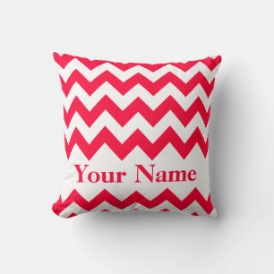 Rouge Bold Chevron with monogram Cushion