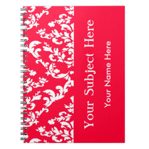 Rouge Bold Mod Damask w/ custom text Notebook
