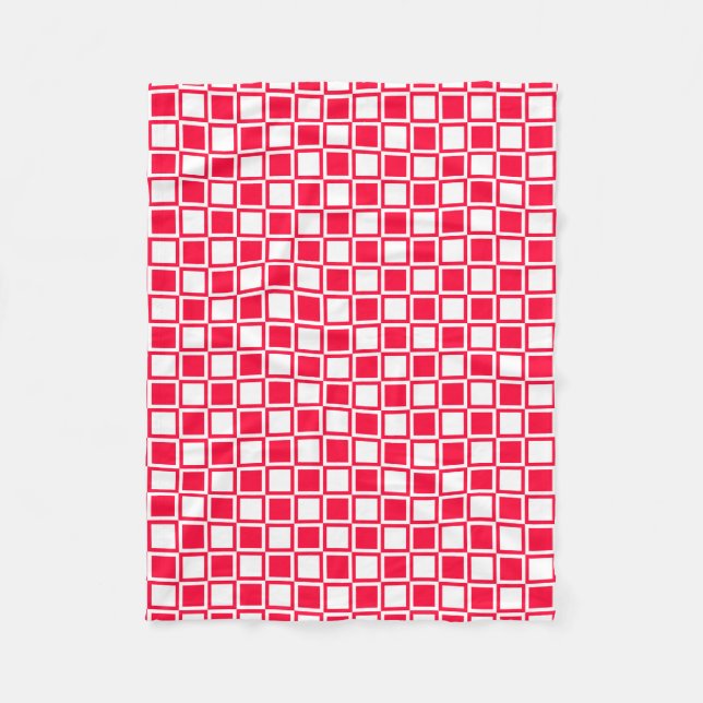 Rouge Bold Mod Squares Fleece Blanket (Front)