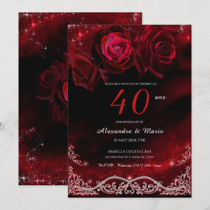 Rouge et Noir 40e Anniversaire de Mariage Invitation
