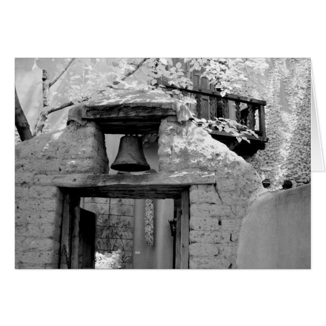 Rough adobe bell in entryway, Santa Fe, New (Front Horizontal)
