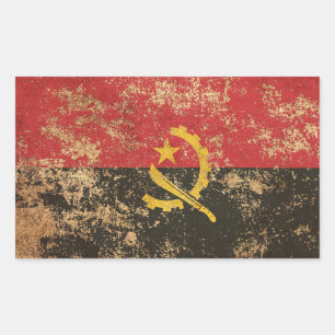 Rough Aged Vintage Angola Flag Rectangular Sticker