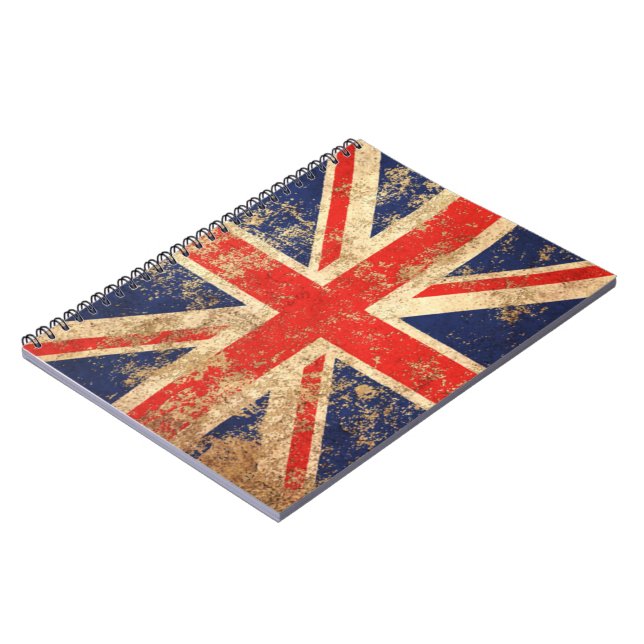 Rough Aged Vintage British Flag Notebook (Left Side)