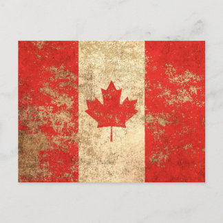 Rough Aged Vintage Canadian Flag Postcard