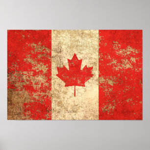 Rough Aged Vintage Canadian Flag Poster